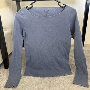 Brandy Melville/John Galt Blue- Gray Fitted Long Sleeve Top